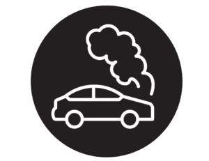 Roadside Assistance Icon showing a car with smoke coming out of the hood